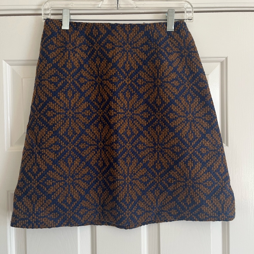 VINTAGE County Set navy brown wool mini skirt 0/2 9/10